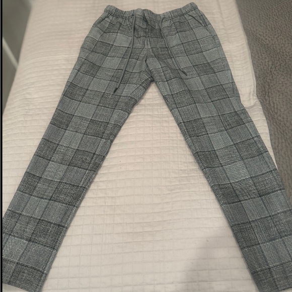 Express Mens Extra Slim Plaid Luxe Comfort Soft Drawstring Dress Pant - Small